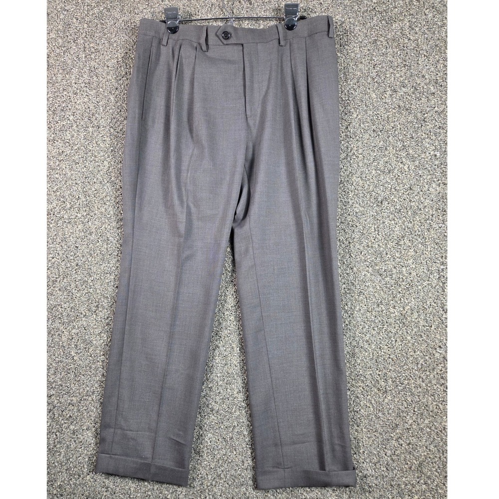 Lauren Ralph Lauren Dress Pants Mens 36x29 Grey Pleated Cuffed Preppy Casual